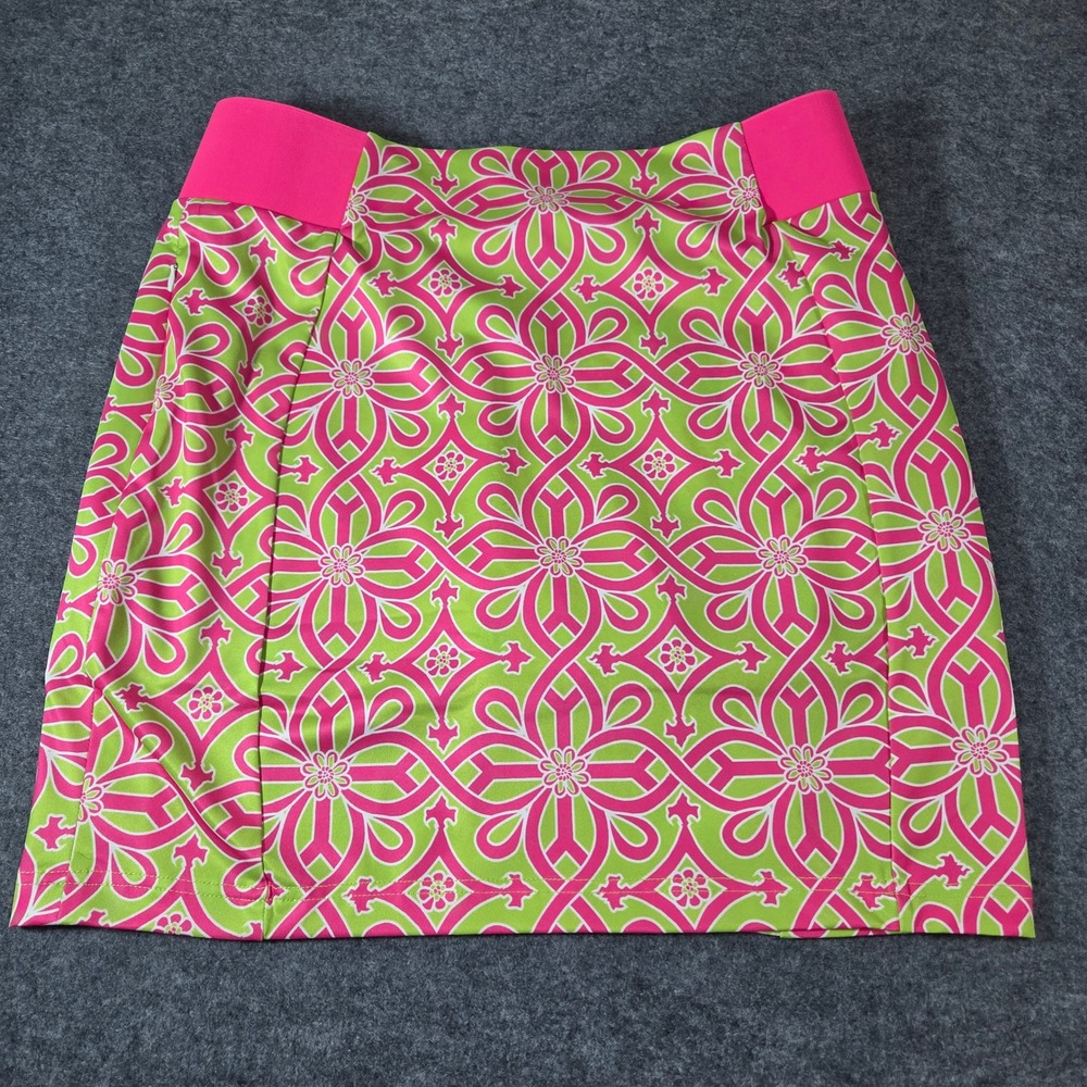 Gretchen Scott Skort Womens L Pink Green Geometric Golf Tennis Resort Pull On